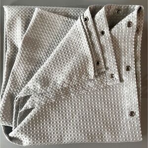 BHG Waffle Fabric Shower Curtain Soft Silver 72x72 Metal Grommets Gray